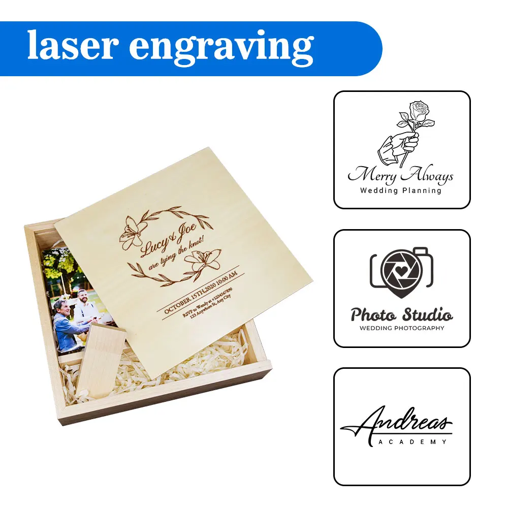 (1 PCS Gratis LOGO) Album Unik Kayu Walnut USB+Kotak Flashdisk USB 8GB 16GB 32G 64G Fotografi 3.0 (ukuran 170*170*35 mm)