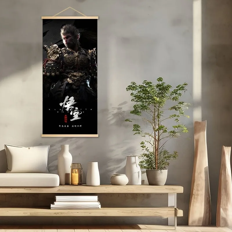 Black Myth Wukong HD Solid Wood Hanging Painting INS Style Room Wall Hanging Internet Cafe Game Hall Decorative Painting