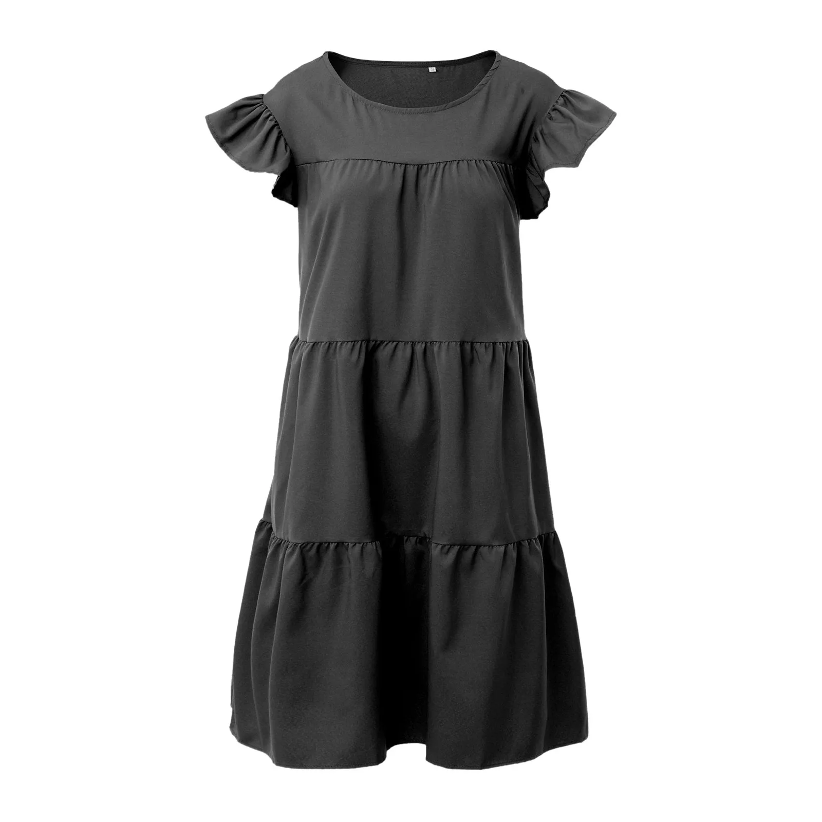 Solid Black New 2024 Summer Woman Long Dress Casual Short Sleeve Loose Female Maxi Dress Evening Black Beach Dress