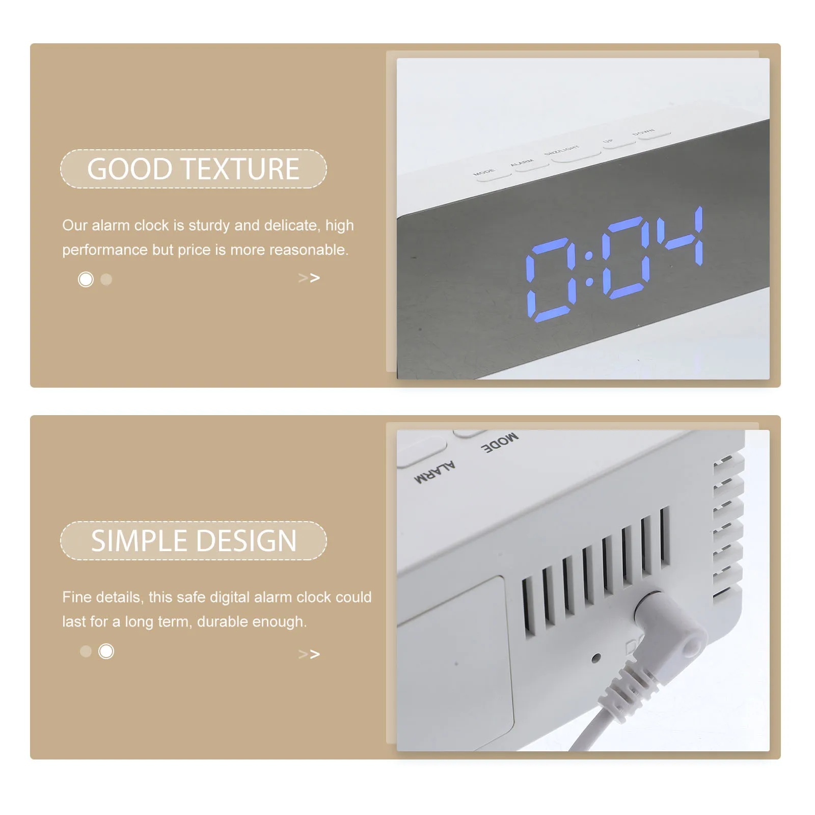 

Digital Alarm LED Mirror Digital Desktop Clock Screen Home Bedroom Decor Electronic Clock with Large Display for Kids Adults