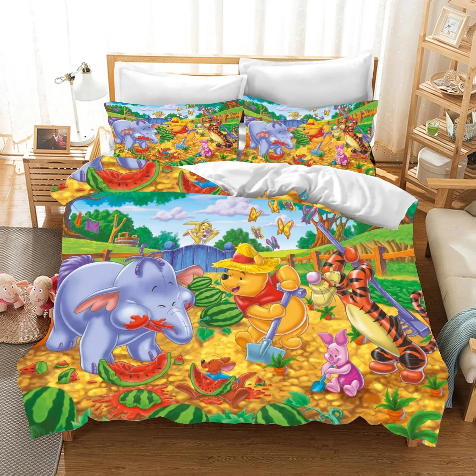 

Disney Winnie the Pooh Duvet Case, Pillowcase, Cartoon Anime Quilt, Boy & Girl Bedding Set, Room & Bedroom 3 Piece Set 135x200cm