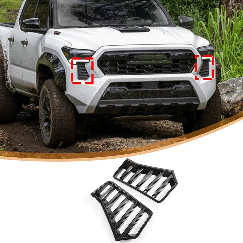 

For Toyota Tacoma 2024 2025 ABS Carbon Fiber Black front Side Grille Fender Vent Cover Trim Decoration Accessories