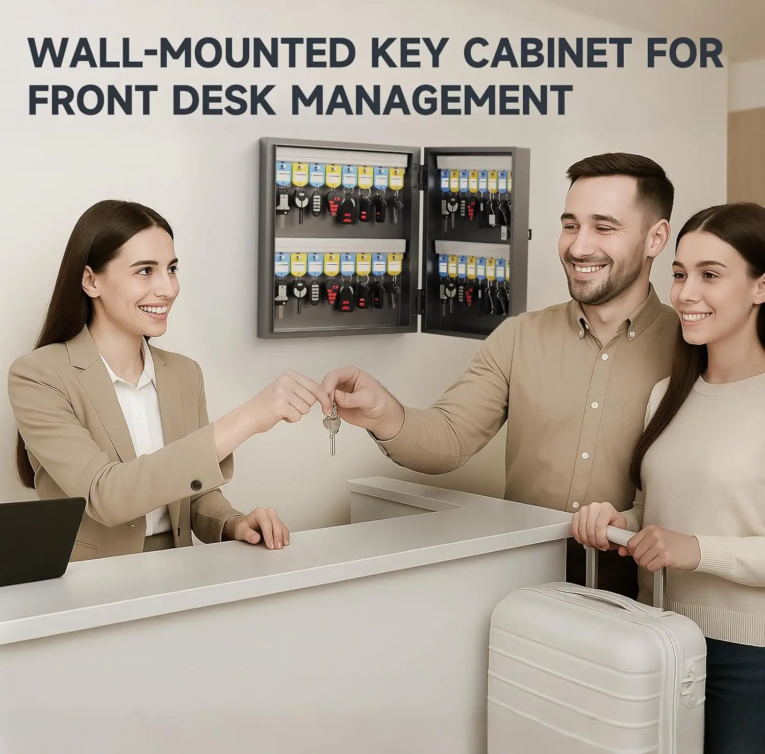 Kotak Penyimpanan Kunci 48 Slot, Kotak Pengunci Kunci, Kotak Penyimpanan Kunci Aman untuk Valet, Hotel, Kunci Mobil dan Rumah, Penyimpan Kunci