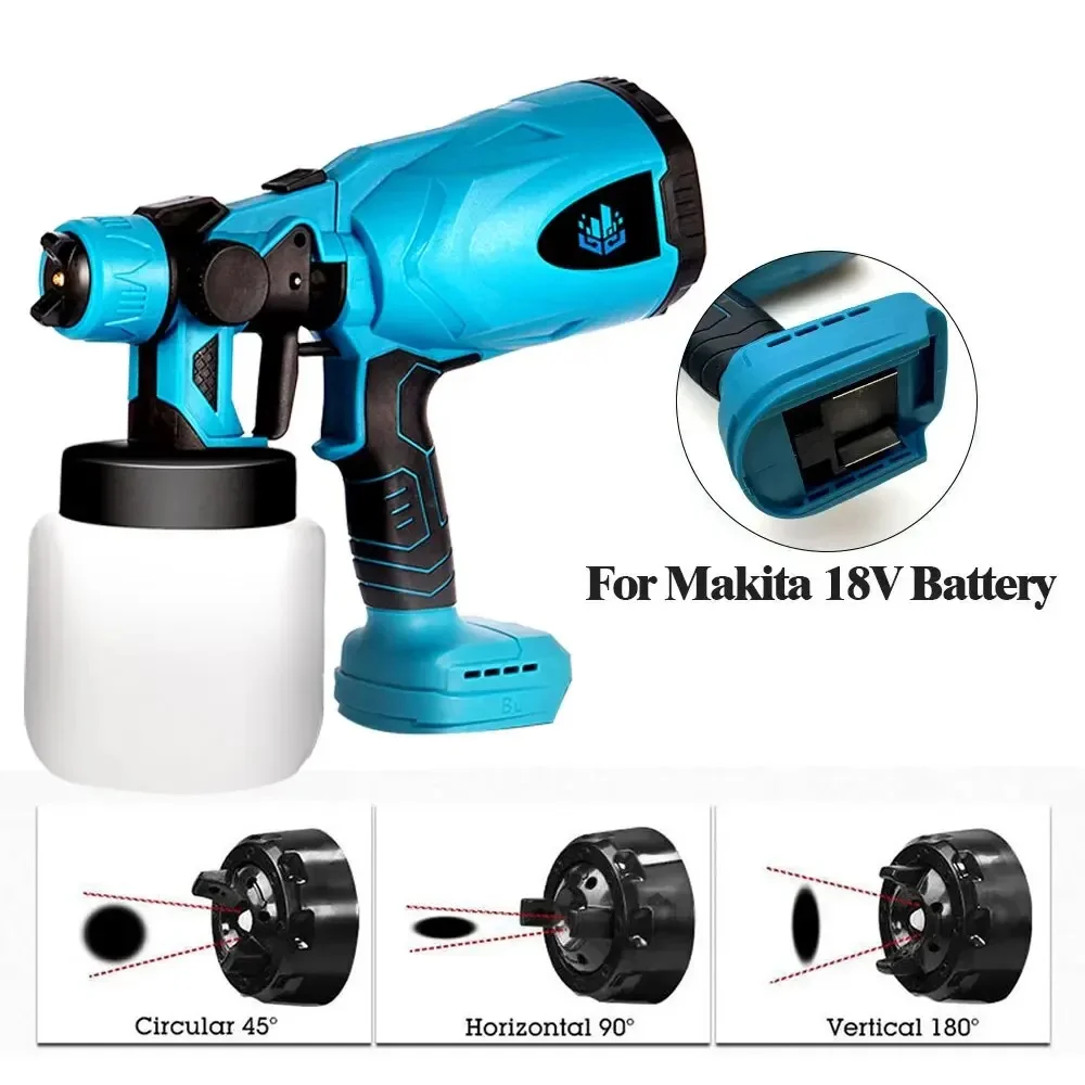 800ML Cordless Electric Spray Gun Portable Household Disinfection Easy Adjustbale Knob Paint Sprayer For 18V Battery Makita