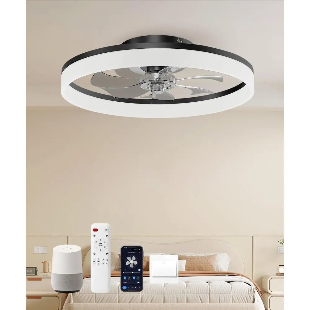 

Ceiling Fans with Light and Remote, 20'' Low Profile Ceiling Fan with 6-Speed & Dimmable LED, Alexa/APP Home Voice Control, App,