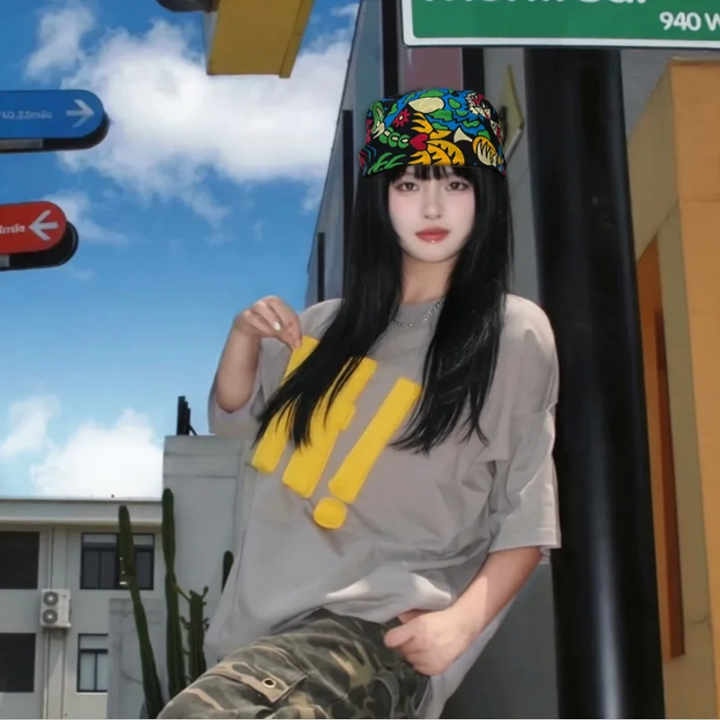 Retro Street Style Graffiti Print Men's And Women's Hip-Hop Street Dance Decoration Headscarf