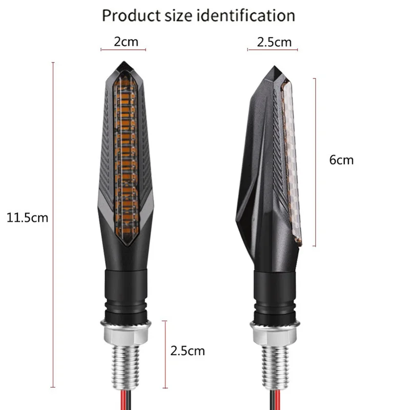 2PCS Motorcycle High Bright Amber LED Turn Signal Indicator Light Front Rear Flowing Day Running Lamp for Yamaha Suzuki Kawasaki