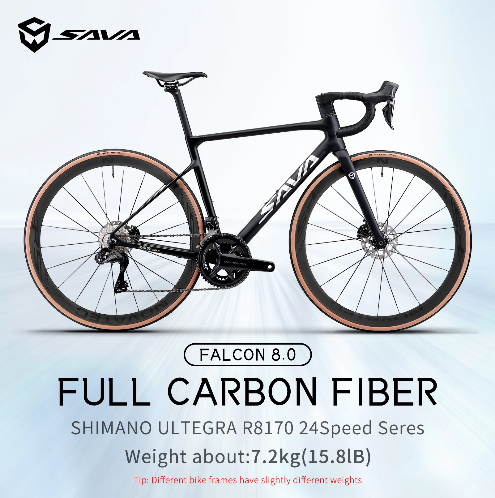 SAVA Adult Ultralight Carbon Fiber Road Bike, Complete Racing, Equipped with 24-Speed Ultegra Di2 Components