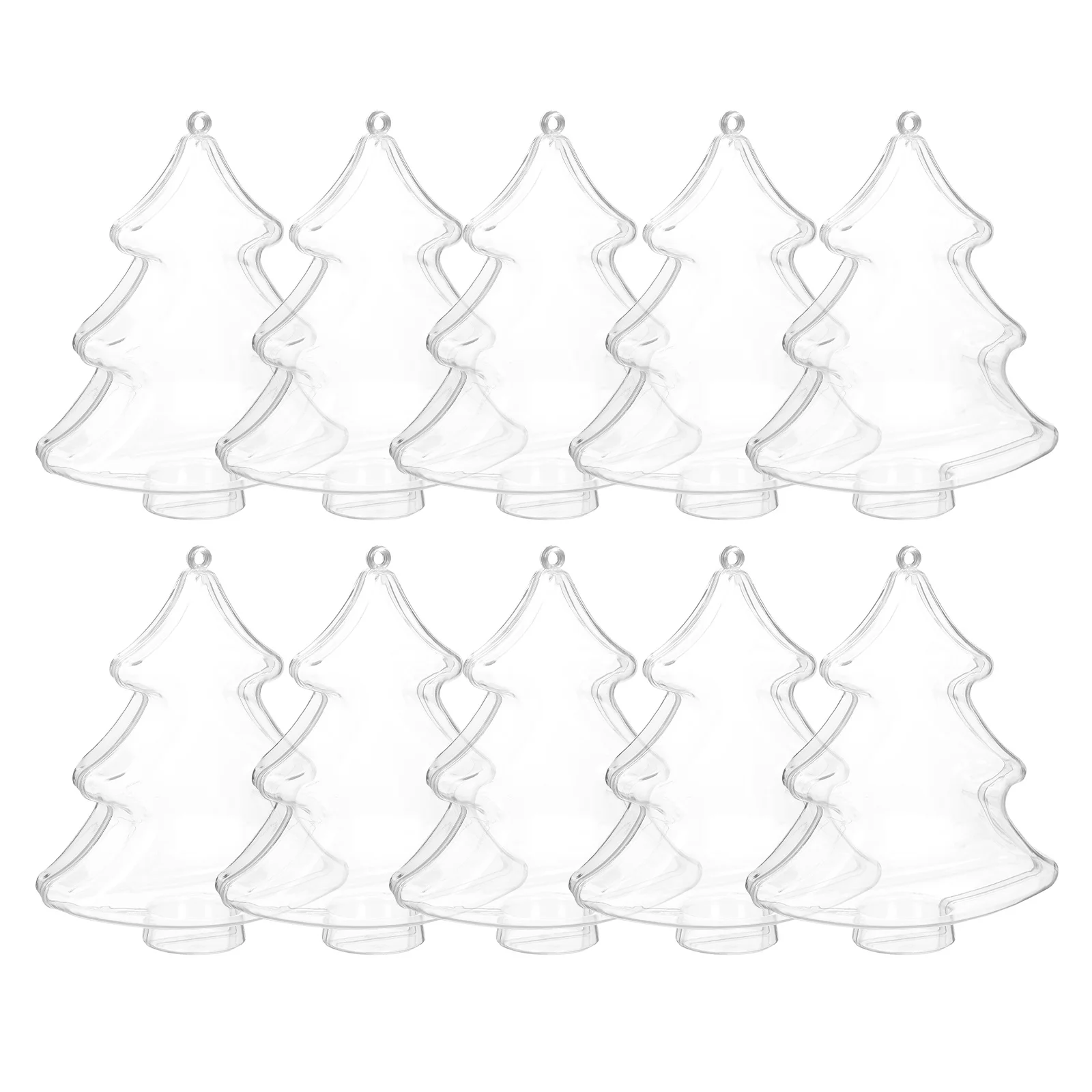 

10pcs Openable Christmas Tree Balls Clear Fillable Ornaments For Diy Craft Projects Holiday Decorations Hanging Plastic Globes