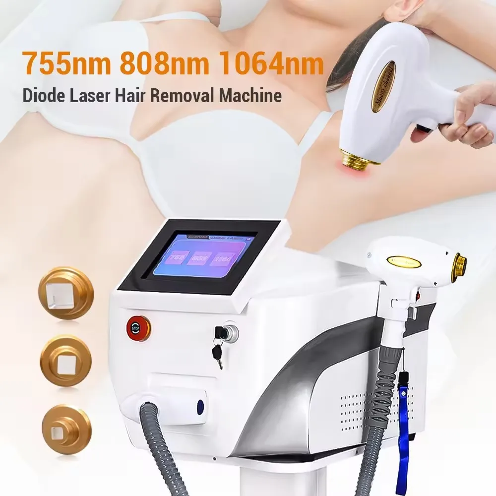 Portable diode laser hair removal device 3 wavelengths 3000W painless hair removal skin rejuvenation beauty device