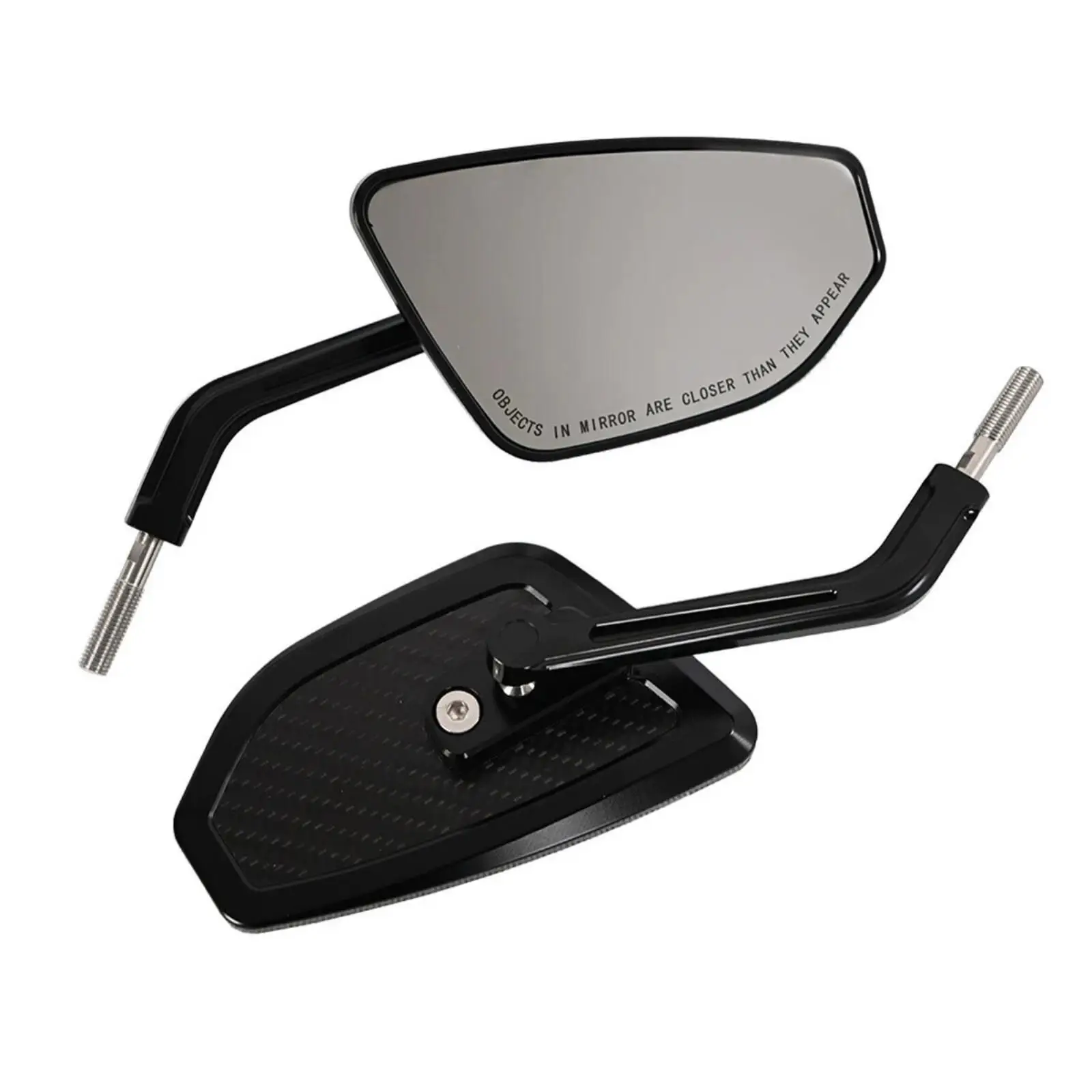 Motorcycle Handlebar Mirror CNC Alloy Body Glare Reducing Rectangular Glass for Street Bike Custom Chopper