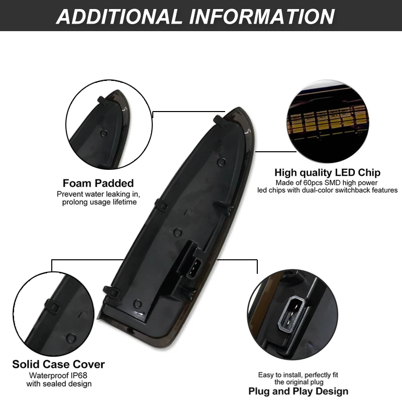 For Ford F250 F350 F450 F550 Super Duty Pickup 2003-2007 Excursion LED Side Mirror Lamp Dynamic Turn Signal White Parking Lights
