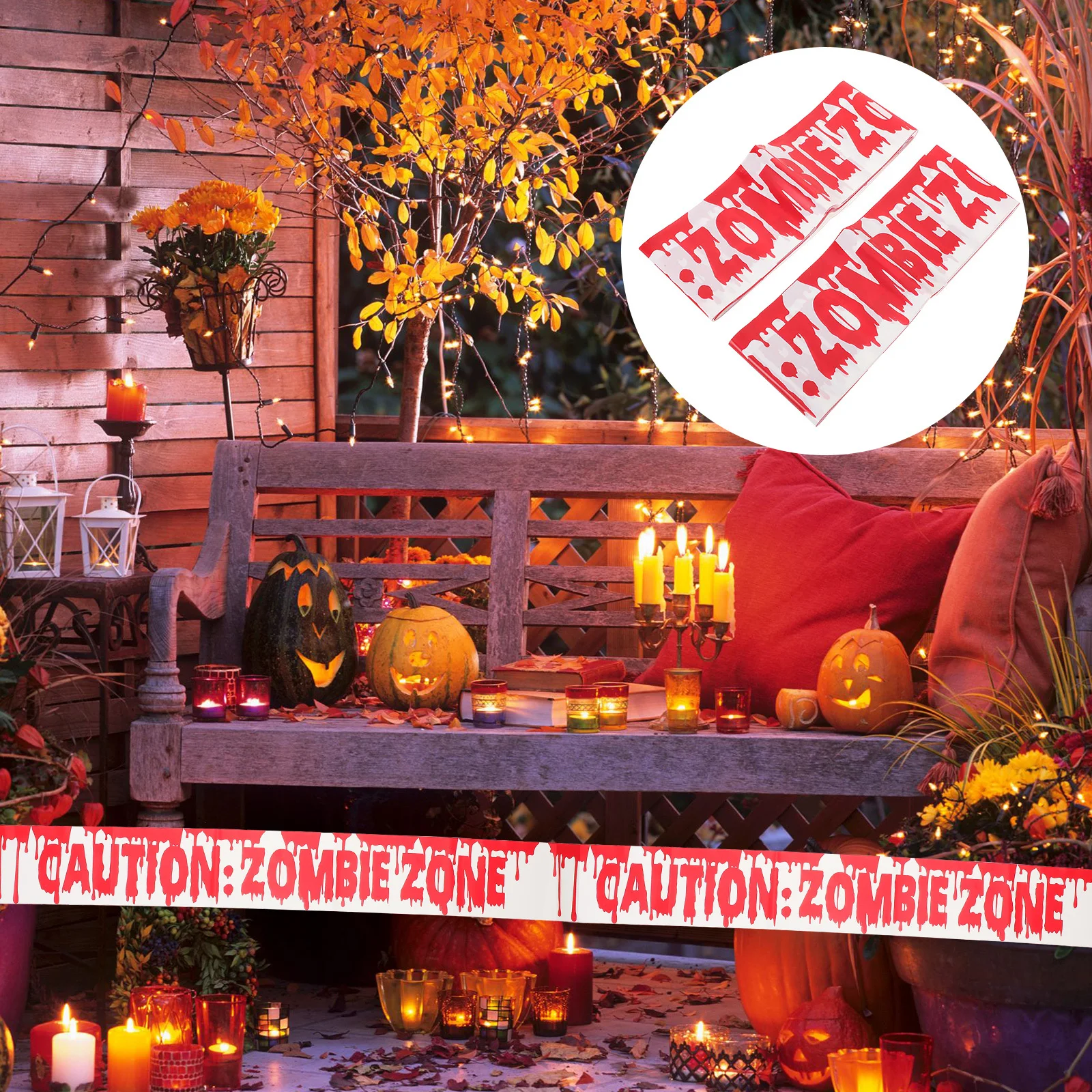 

2Pcs Scary Halloween Bloody Warning Line Spooky Ribbon Decor Haunted House Prop Bloody Party Supplies Halloween Warning Line