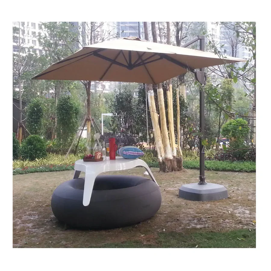 

Outdoor Anti-UV 15ft Roman Umbrella Patio Umbrella with Solar Lights Base