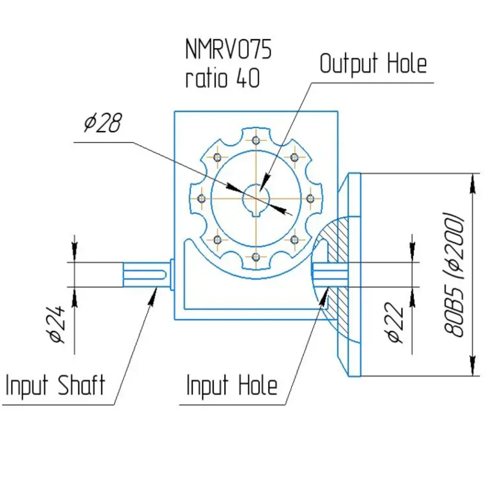 

CYAutoman Gearbox Worm Gear NMRV 75-VS Input shaft 14/19/22/24mm Output hole 25mm Ratio 5:1/100:1 Free Maintenance