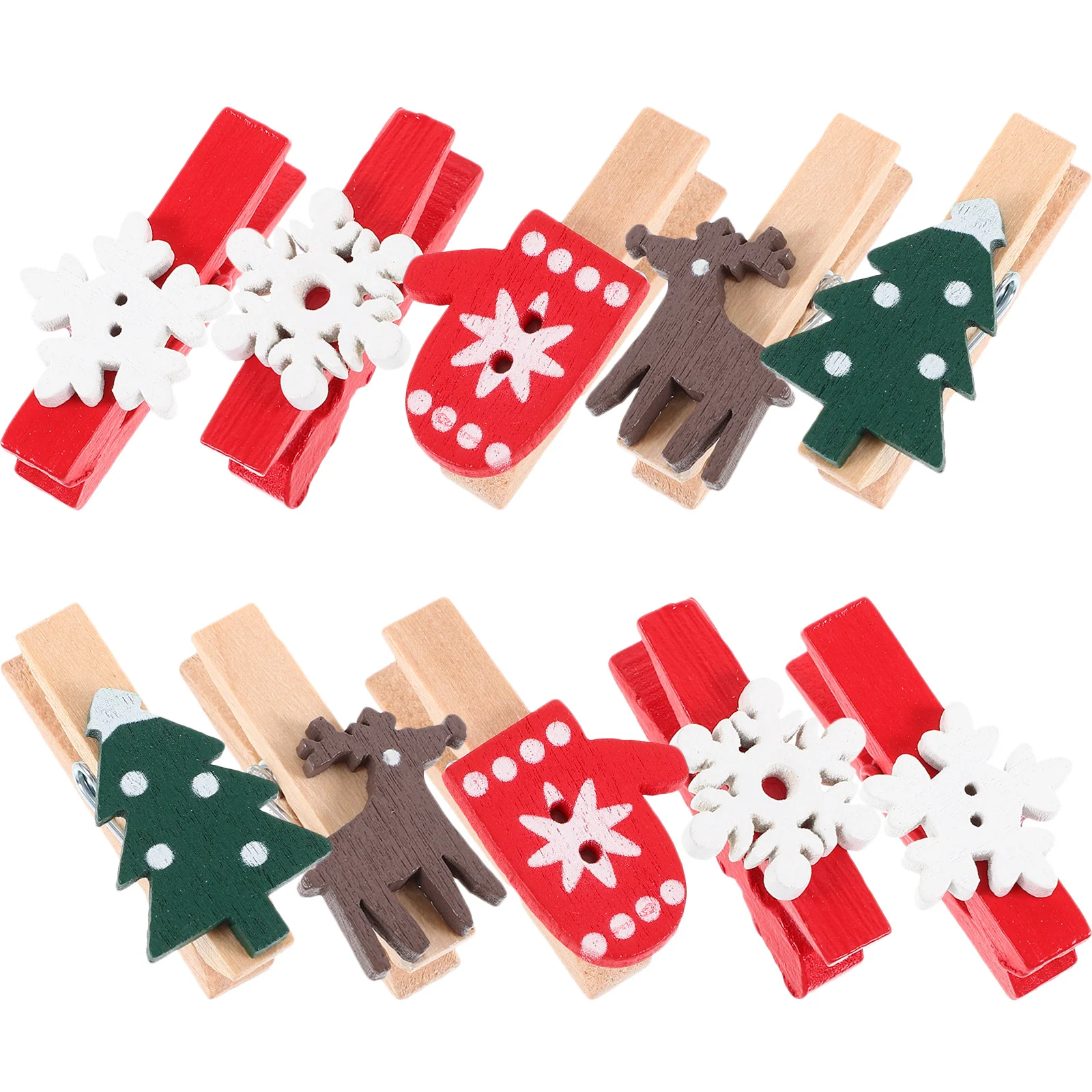 

125Pcs Xmas Clothespins Christmas Photo Clips Wooden Pegs Small Photo Clamps Cartoon Stylish Home Decor Christmas Wooden Pegs