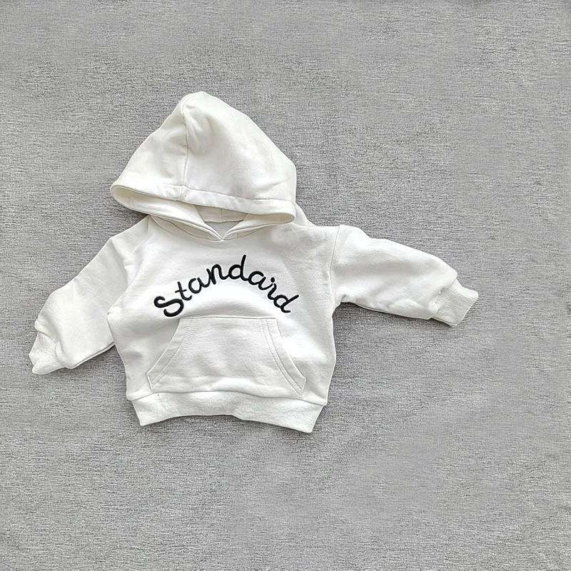 Spring Autumn New Baby Long Sleeve Hooded Sweatshirt Cotton Boys Girls Loose Pullover Kids Letter Casual Hoodie Children Clothes