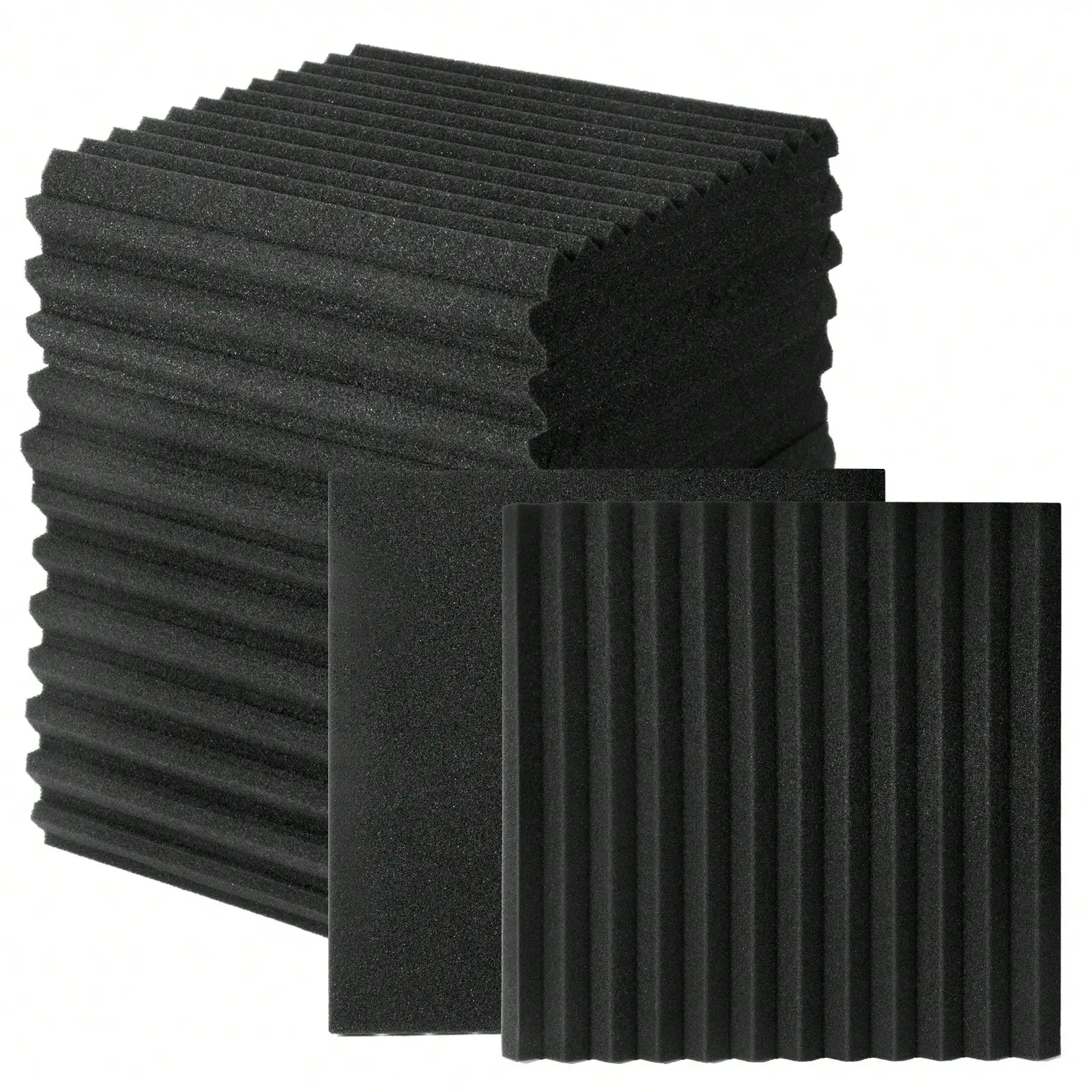 Pacote com 50 Painéis de Espuma Acústica 1" X 12" X 12" em Formato de Cunha, Espuma Acústica para Estúdio, Painéis Absorventes de Som para Paredes, Isolamento Acústico para Estúdio