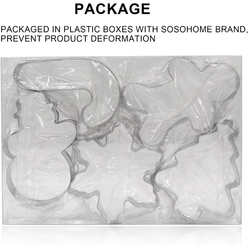 5-Piece Christmas Cookie Cutter Set - Snowman, Tree, Gingerbread Man, Candy Cane, Snowflake Shapes