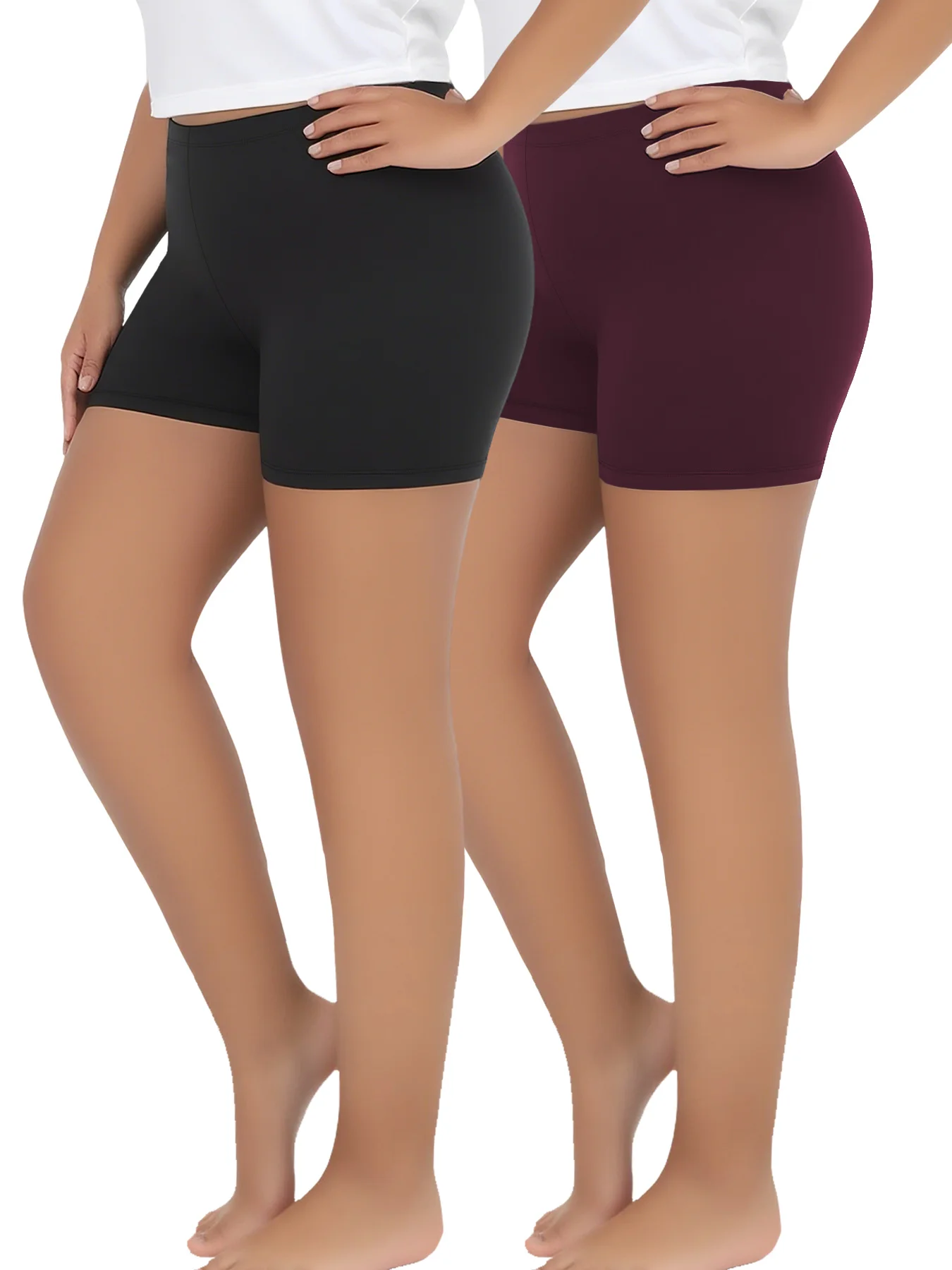 

2 шт. шорт для фитнеса больших размеров для женщин, супермягкие, с эффектом утягивания живота, для тренировок, бега, йоги, спортивные шорты, длина штанины 2 дюйма