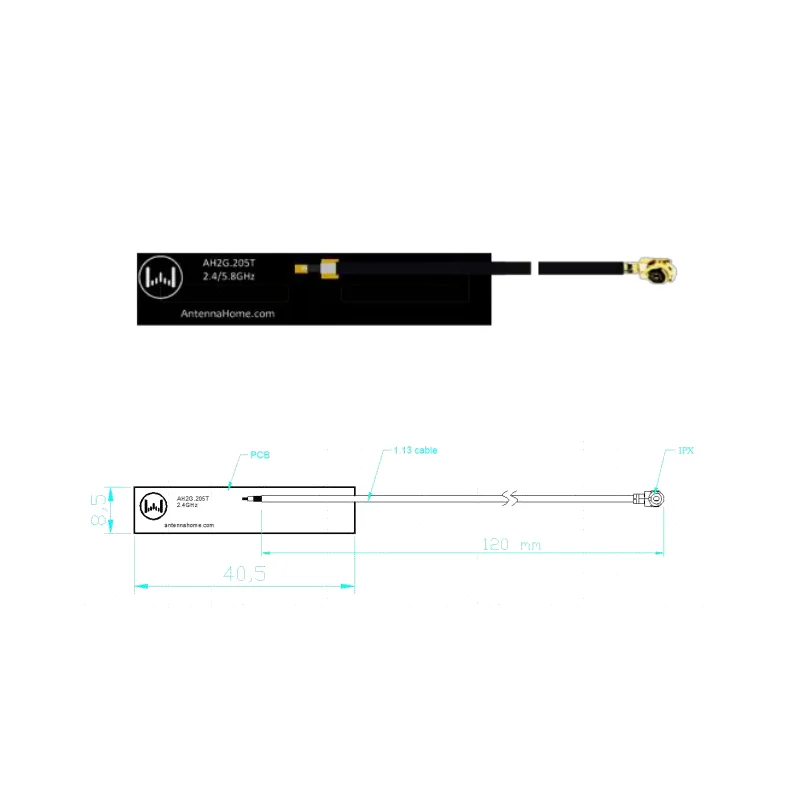 AntennaHome 5pcs 2.4/5.8G PCB antenna,Telecommunication equipment includes freq of 2.4G,BT,ZigBee,WiFi AH2G.205T