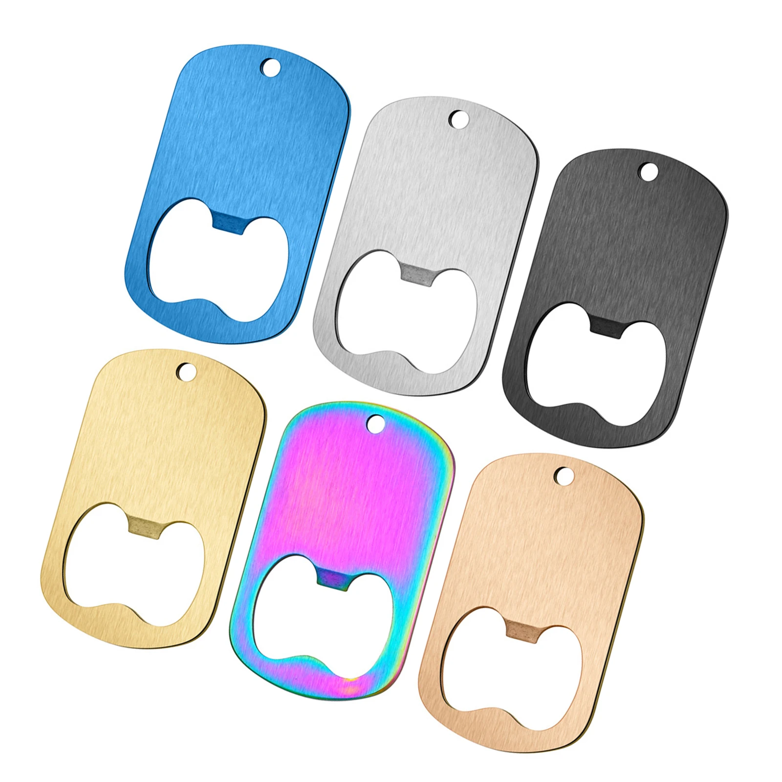 

5Pcs Stainless Steel Bottle Opener Matte Pendant Blank ID Dog Tag DIY Handmade Key Chain Jewelry Findings Accessories Wholesale
