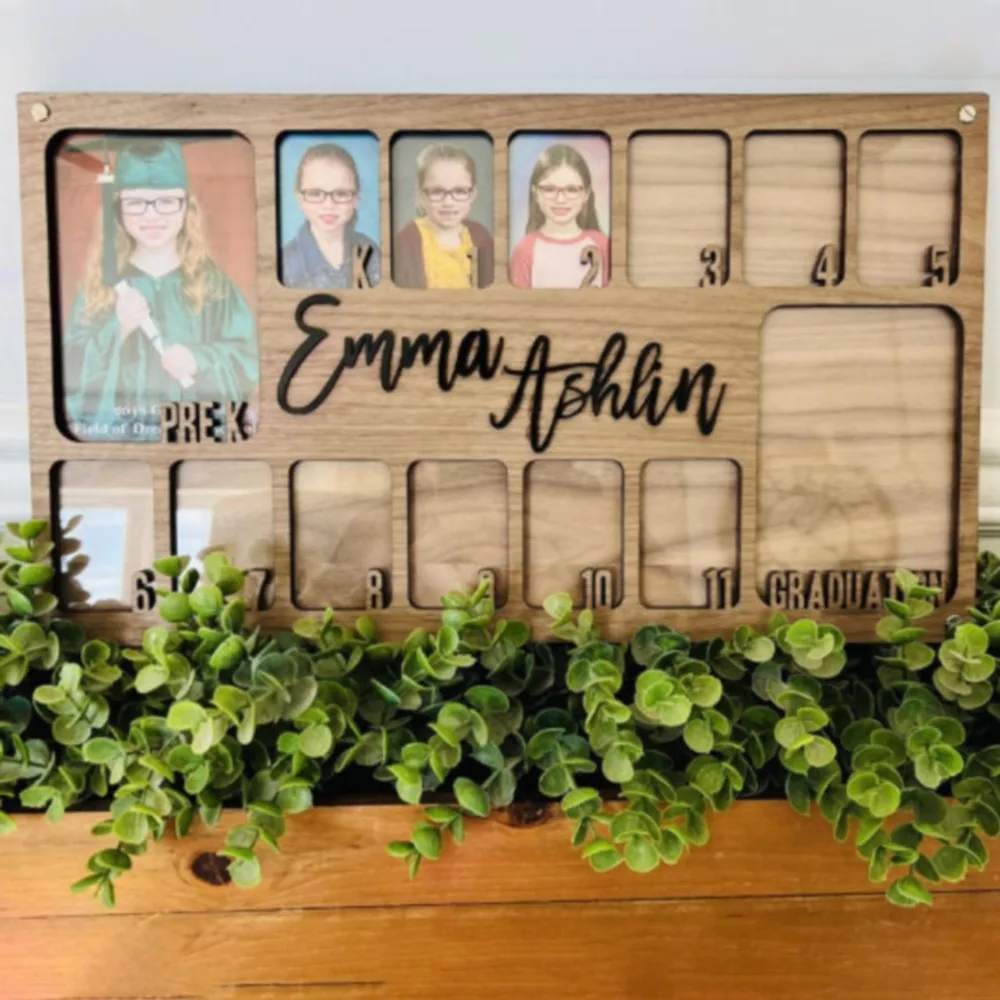 Wooden School Picture Frame Wall-Mounted Handmade School Photo Frame Pre-k-12 Graduation Graduation Picture Frame