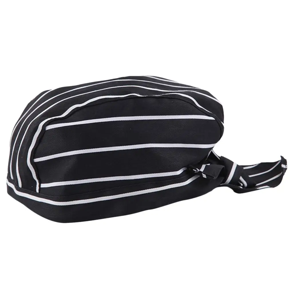 Chapeau de cuisine respirant pour chefs de restauration Skull avec sangle réglable, taille (6 couleurs), noir et blanc, comme décrit