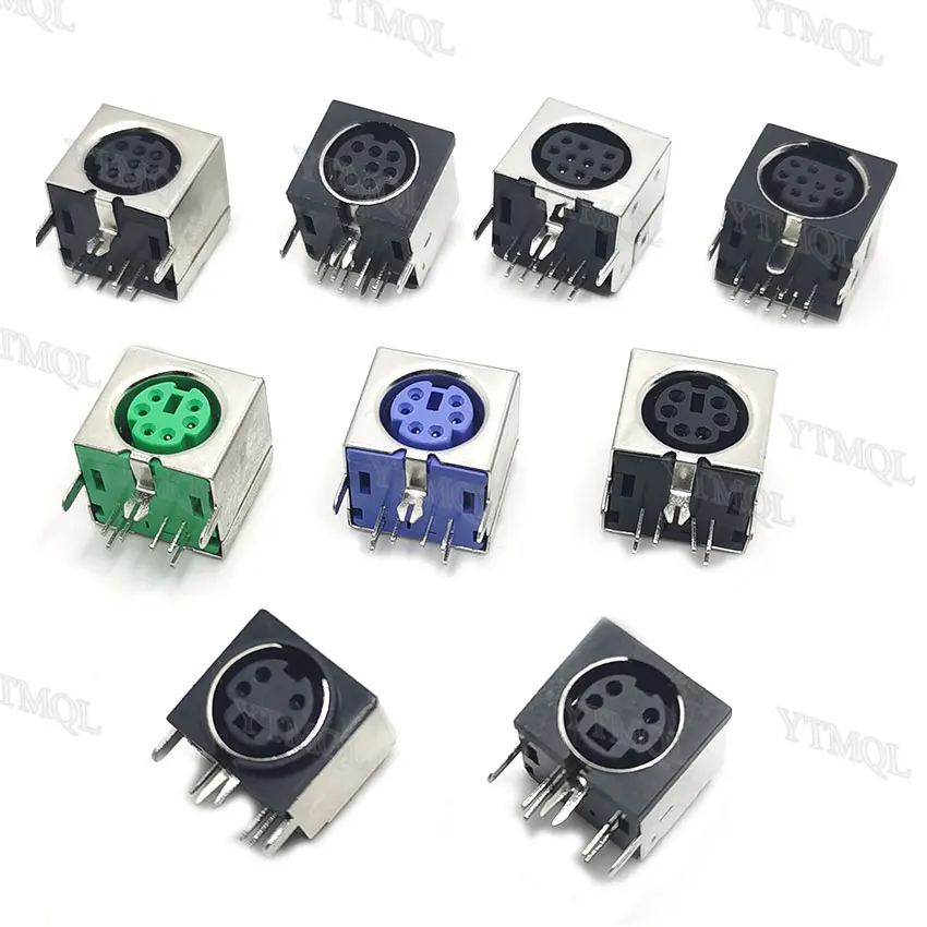 1szt Mini Din 3 4 5 6 7 8 9-pinowe żeńskie gniazda Din MD-SM Osłona kątowa przez otwory PCB Okrągłe złącze gniazdowe