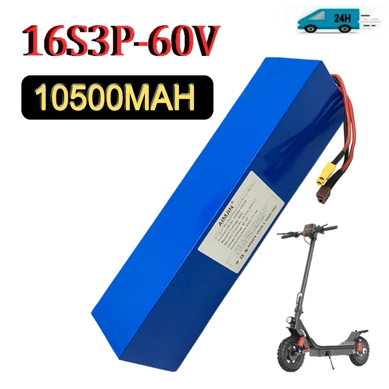 

60V 10500mah Rechargeable Battery 10.5Ah 18650 16S3P Li-ion Battery Pack 500W 700W 1200W High-power with BMS