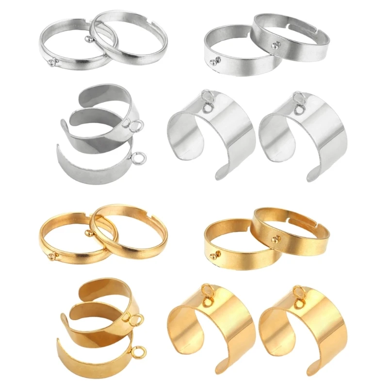 10pcs Jewelry Component Stainless Steel Adjustable Rings Blank Jewelry Supplies Dropshipping