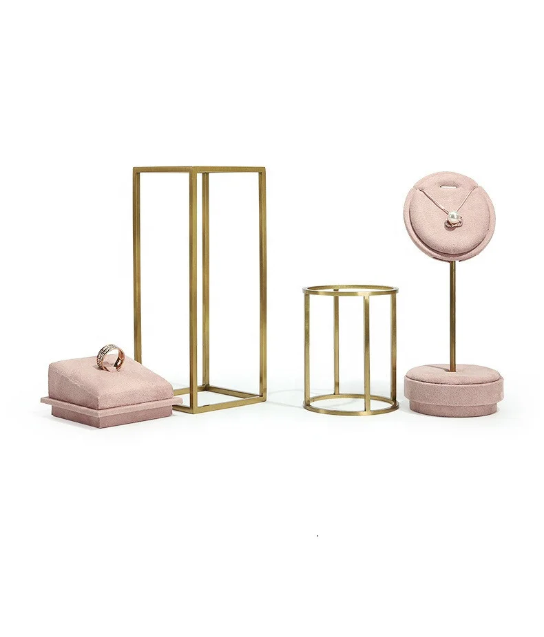 Exquisite high-quality necklace, ring, earring holder, blue metal decoration display stand, window jewelry display.