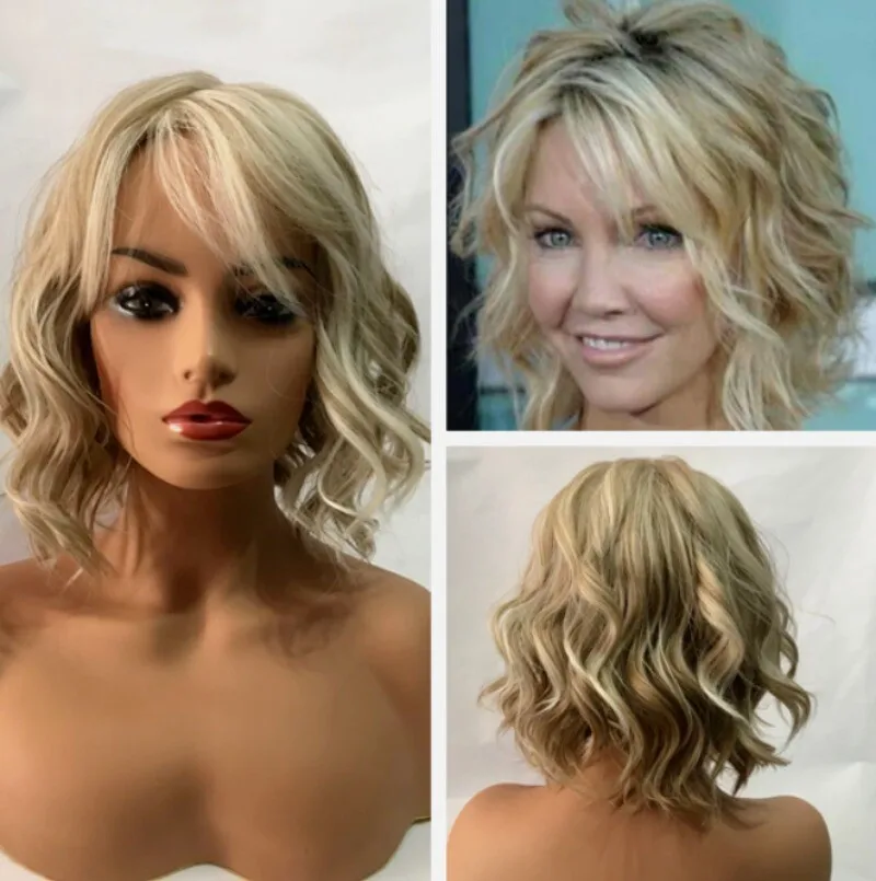 

Women Short Blonde Wavy Full Hair Wigs #88-85 Synthetic Hair Wigs Natural Daily