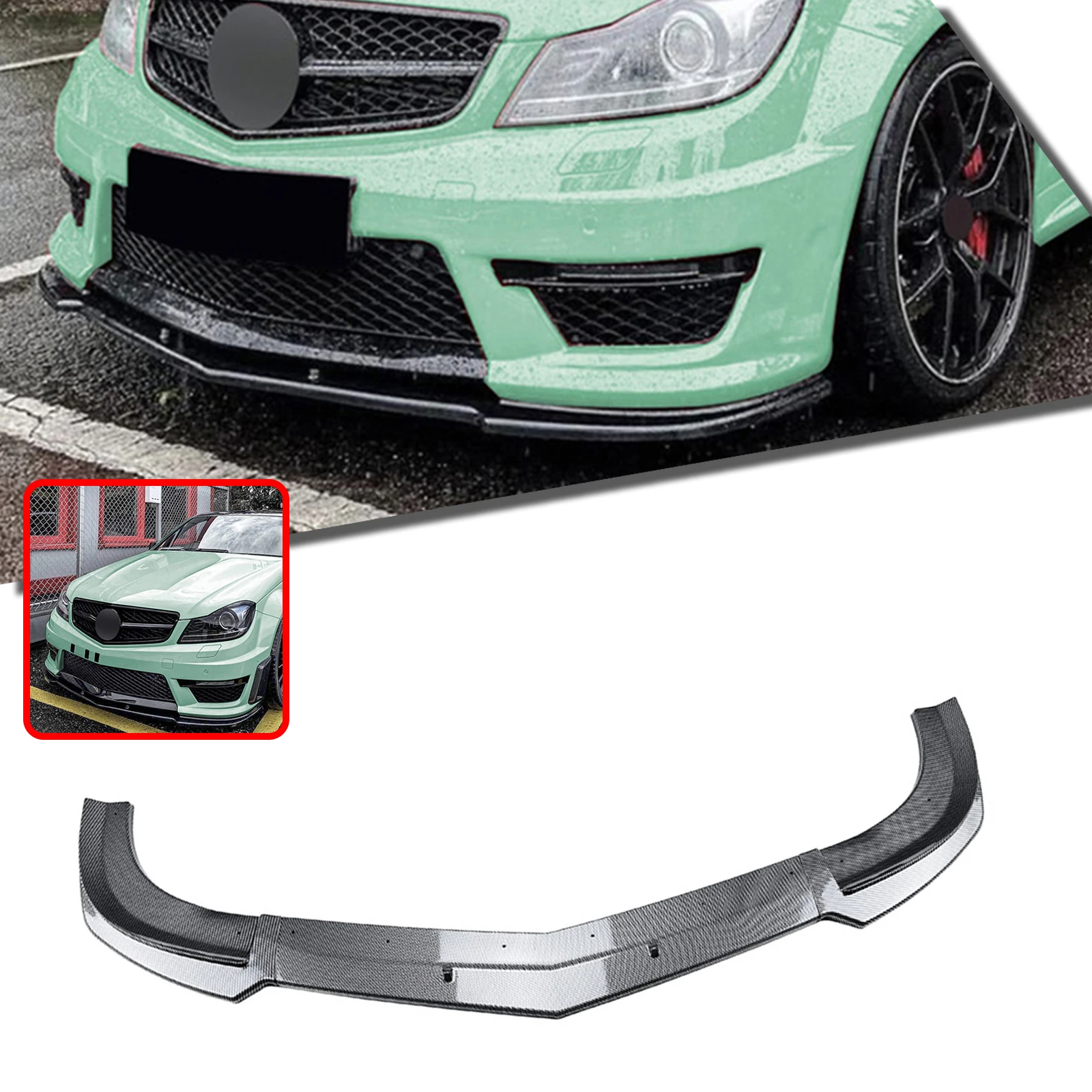 

Splitter Lower Diffuser Blade Protector Front Bumper Spoiler Lip For Mercedes Benz W204 C Class C63 Only Sedan 4 Door 2012-2014
