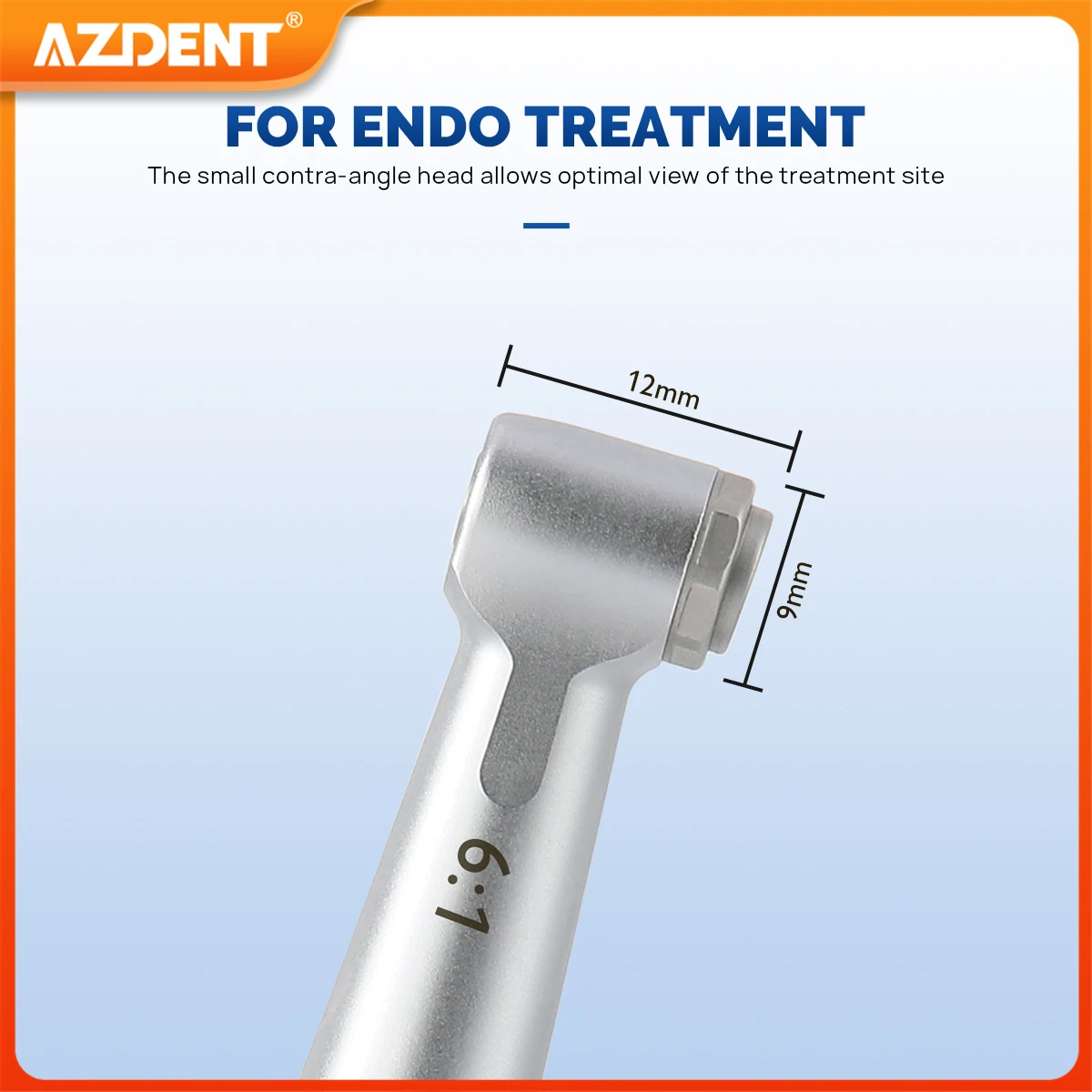 AZDENT Dental Endo Handstuk Contra Hoek 6:1 Reductie Endodontische Lage Snelheid Handstuk Mini Hoofd voor Wortelkanaalbehandeling Voorbereiding