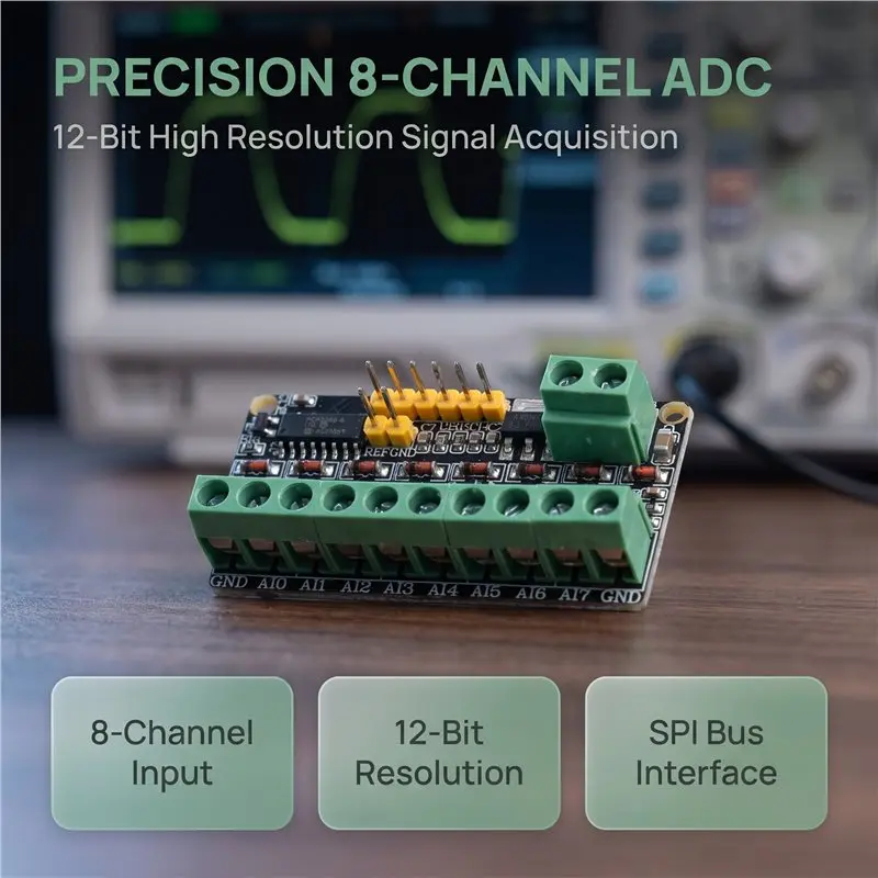 ABVG-SPI Interface 12-Bit ADC Module For Arduino For PLC- MCP3208 8-Channel 4-20Ma Current Input Acquisition