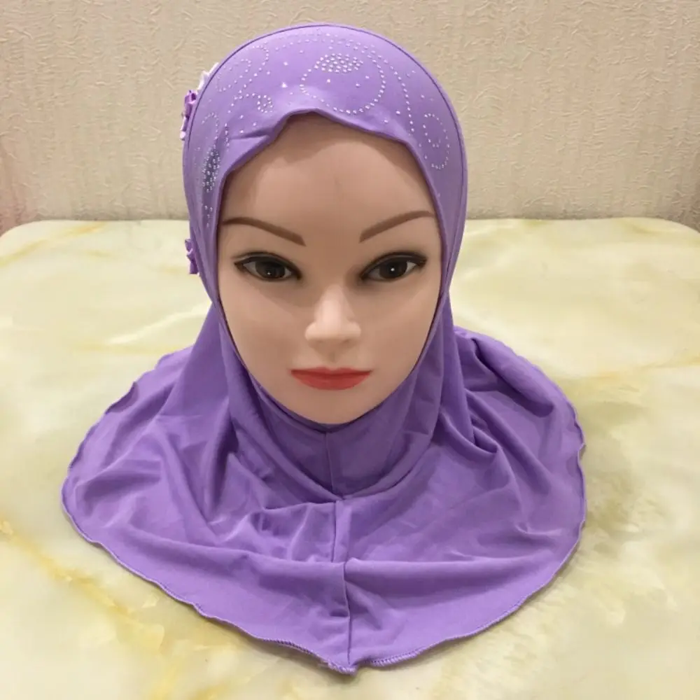 Beaux fleurs Hijab bandeau écharpe islamique enfants foulard fille bandeaux