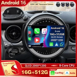 Android 16 For BMW MINI COOPER R56 R60 2007- 2014 2K QLED Android Car Radio Multimedia stereo Player AI Voice CarPlay Head Unit
