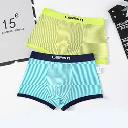 2pcs/lot Blue Striped Boy Underwear Boxer 4 Seasons Boy Cotton Underpanties Kids Clothes 3 4 6 8 10 12 14 Years Old OKU203018