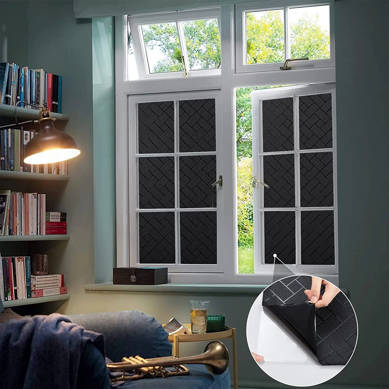 مجموع تعتيم نافذة فيلم 100% ضوء الشمس حجب تغطي سواد الخصوصية التحكم في الحرارة ثابت تتشبث للإزالة لا الغراء مكافحة #6