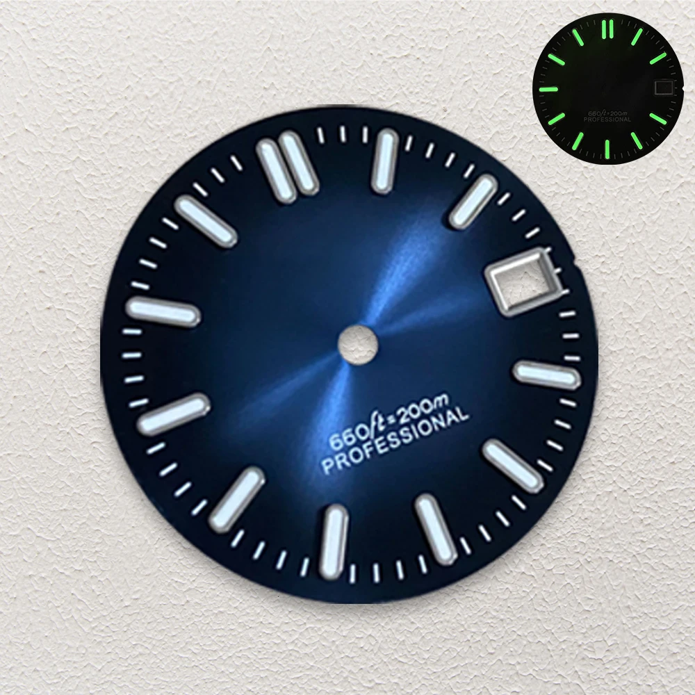 28.5mm S Logo Sunburst Dial Fit NH35/NH36 Movement Green Luminous Diving High-Quality Watch Modification Accessories