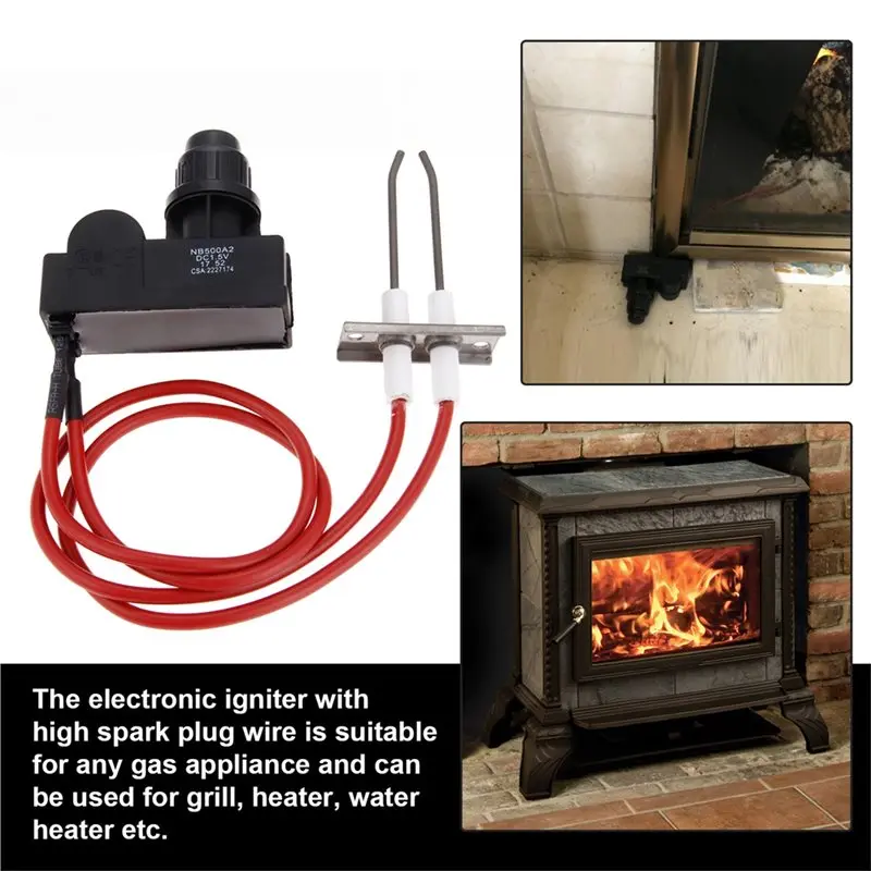 AC39-1Kit Igniter With High Spark Plug Wire Length 450Mm Each Double Ignition Spark For Grill/Heater/Water Heater Parts