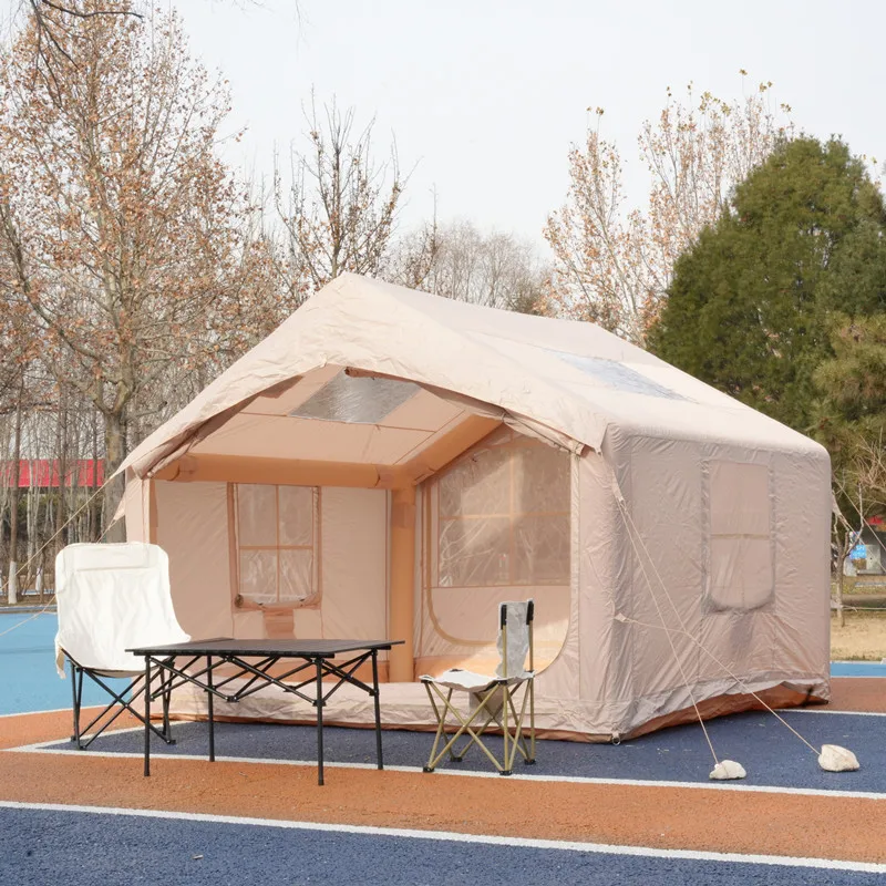 

Inflatable Tents For Camping, Air Glamping Tents, Easy Setup Waterproof Blow Up Tent, 4-6 People Oxford Cabin Tent