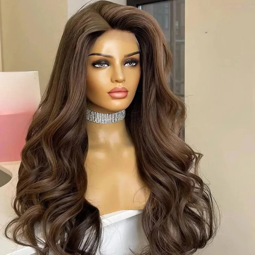 

Long Natural Brown 26inch Body Wave 180Density 5x5 Silk Base Jewish Human Hair With BabyHair HD Lace European Hair Preplucked