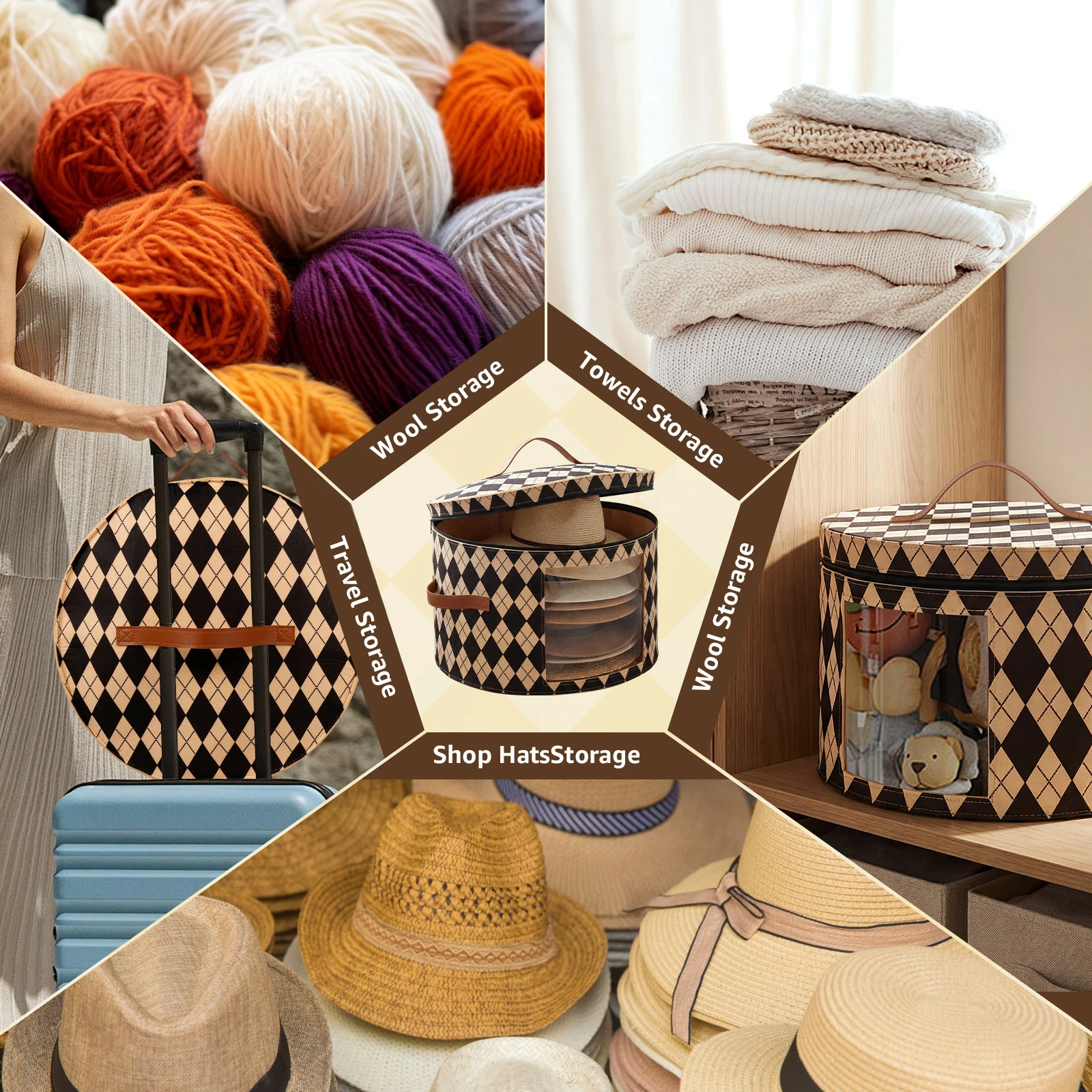 Staubdichte Aufbewahrungsbox für Hüte, faltbar, runde Cowboyhut-Box mit Reißverschluss, große Kapazität, Reisekappe, Bucket Hats, Spielzeug, Kleidung, Organizer – Detail 11