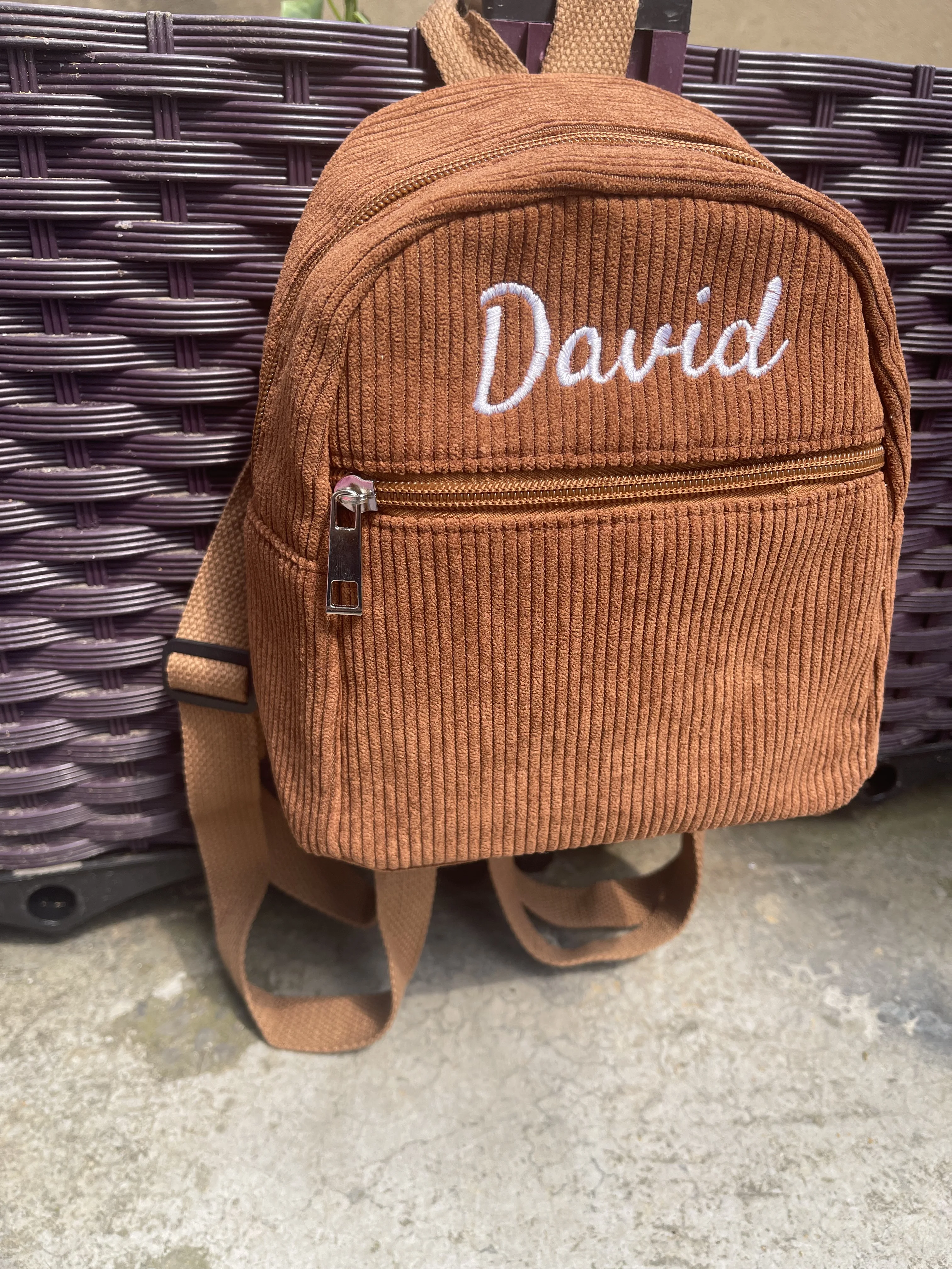 

Customized Embroidery New Corduroy Solid Color Fashionable Women's Backpack Belongs To Your Name Simple And Wersatile Backpack