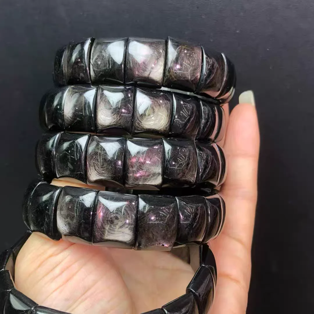 Natural Hypersthene Black Bracelet Jewelry 16x12mm Women Men Flash Egypt Lucky Hypersthene Rectangle Beads AAAAAA