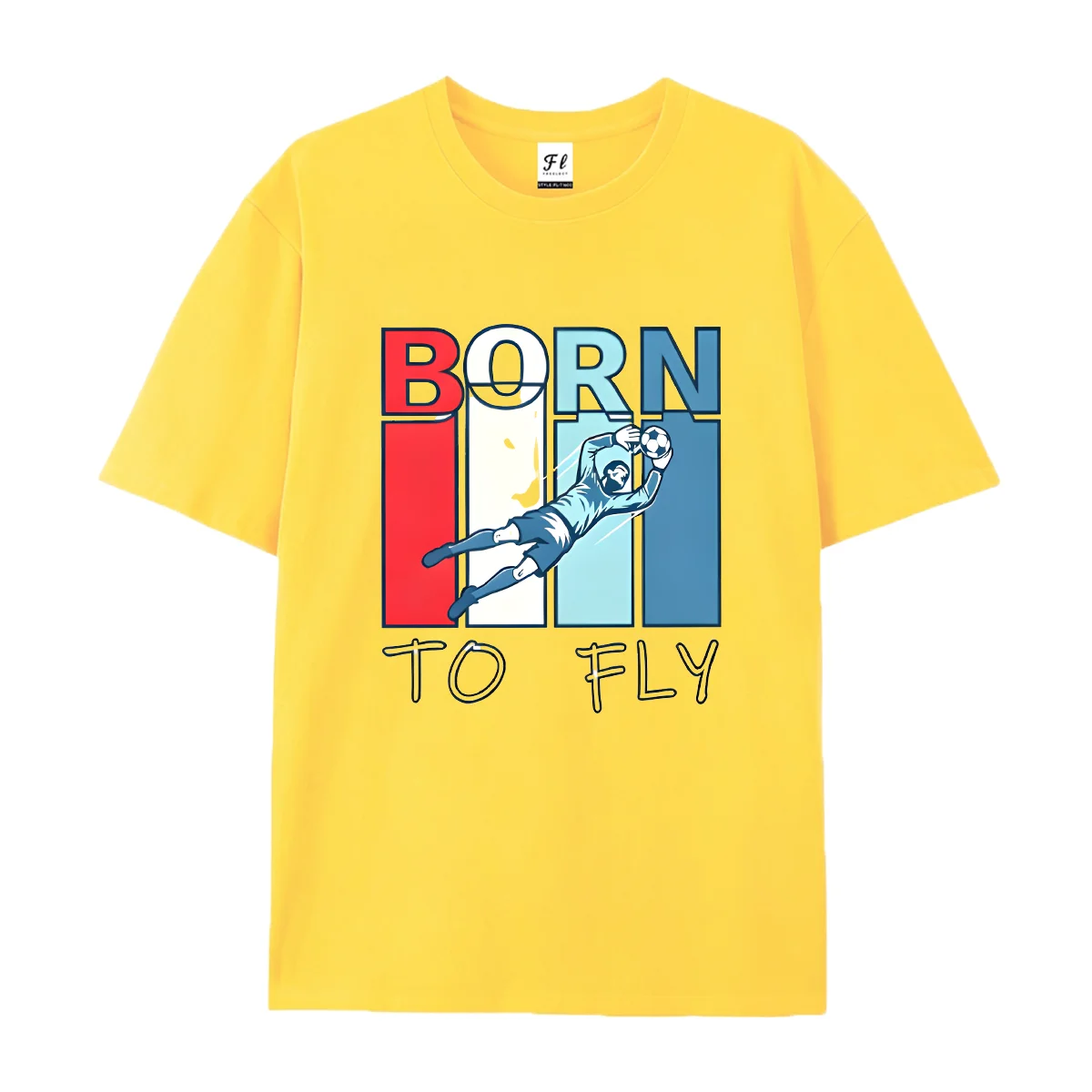 Men Short Sleeve T Shirt Born To Fly Soccer Goalkeeper Print Casual Tees Round Neck Soft Cotton Sport Graphic Streetwear Tops