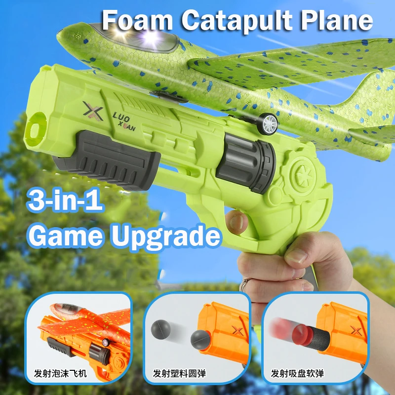 

3in1 foam Catapult Airplane Gun Toy Launcher Shooting Sports Board Games Outdoor Garden Montessori Interactive Toys for Children