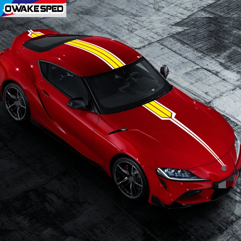 

1 Set Car Hood Roof Tail Sticker Auto Bonnet Engine Cover Decor Vinyl Decals Racing Accessories Sport Stripes For-Toyota SUPRA